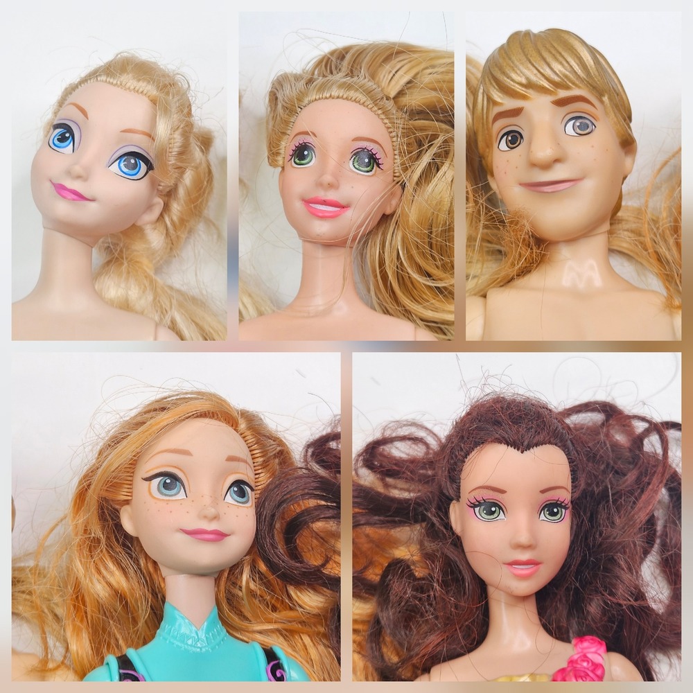 Disney Doll Lot Kids 12in Multicolor Frozen Elsa Anna Kristoff Belle 5pc